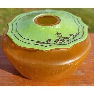Dresser Set Art Deco Vintage Hair Receiver Green Amber Celluloid Plastic Retro